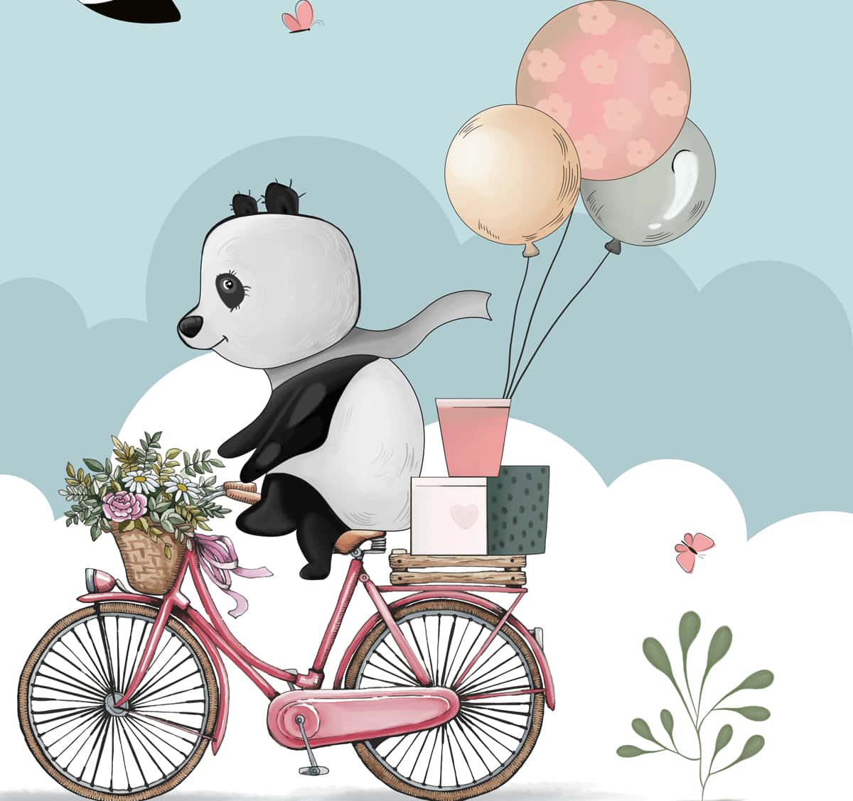 Furry Friends, Cute Nursery Panda Wallpaper, Customised