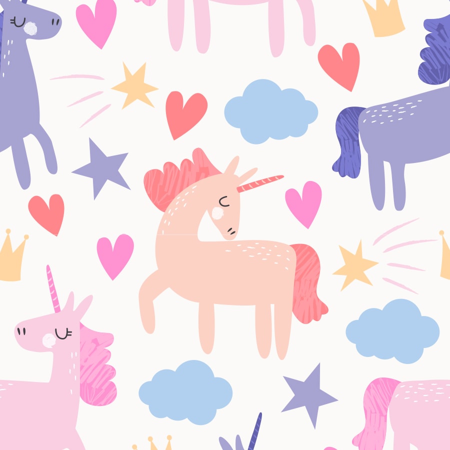 Girls Room Unicorn Wallpaper in Pastel Shades, Customised
