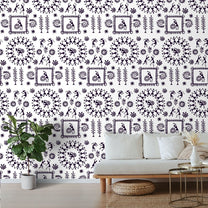 Black & White Indian Art Wallpaper for Rooms, Customised