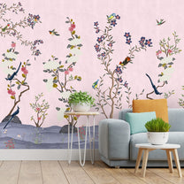 Pink Chinoiserie Pattern Wallpaper