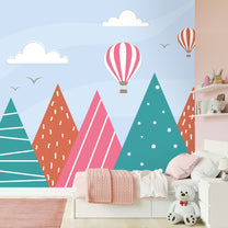 Playful Mountain Landscape, Kids Room Wallpaper