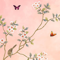 Blossom, Peach Chinoiserie Wallpaper, Customised