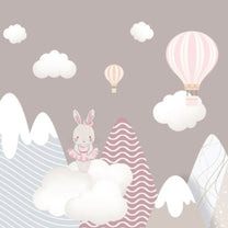 Colorful Mountains with Bunny, Nursery Wallpaper
