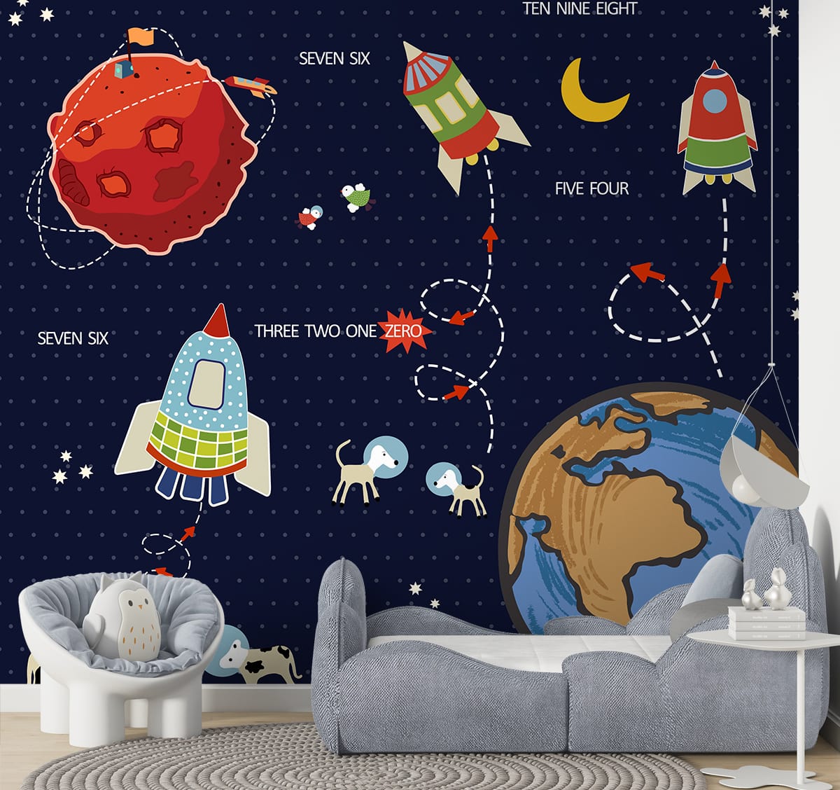 Cute Kids Room Space Theme Wallpapers – Life n Colors