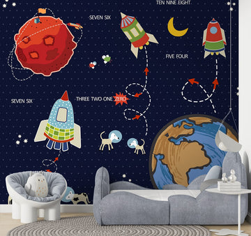 Cute Kids Room Space Theme Wallpapers – Life n Colors