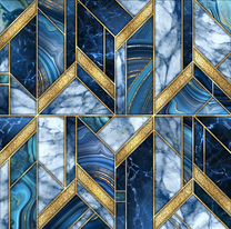 Blue and Golden Marble Pattern Wallpaper for Rooms, Customised
