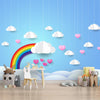 3D-Regenbogen- und Wolken-Kinderzimmertapete, Blau, individuell gestaltet