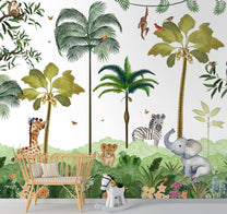 Jungle Jamboree: Cute Kids Room Wallpaper