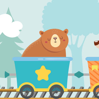 Cute Animals Train Kids Room Wallpaper, Customised