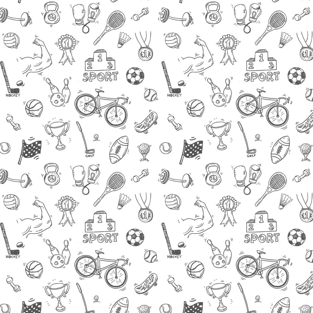 Sports Items, Seamless Kids Room Wallpaper, Customised | lifencolors – Life  n Colors