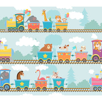 Cute Animals Train Kids Room Wallpaper, Customised