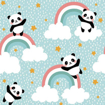 Cute Panda on Rainbow, Kids Room Wallpaper