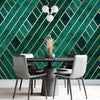 3D Green and Golden Geometric Panels Wallpaper, Customised