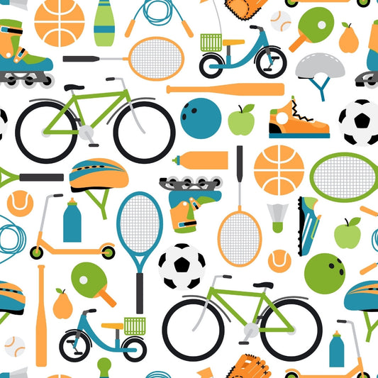 Sports Equipment Design for Kids Room Wallpaper