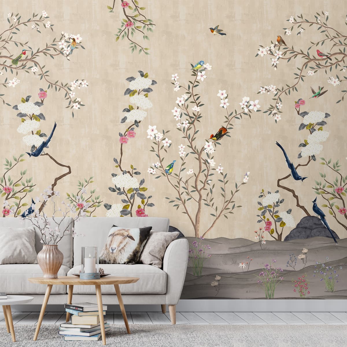 Chinoiserie Floral Theme Wallpaper for Walls | lifencolors – Life n Colors