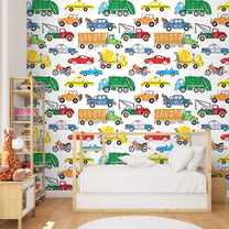 Cars, Bikes, Trucks Boys Room Wallpaper Design, Customised