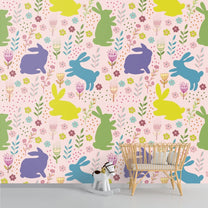 Cute Bunnies Wallpaper for Kids Bedroom