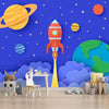 Conception de papier peint spatial 3D pour chambre d’enfants, bleu, personnalisé