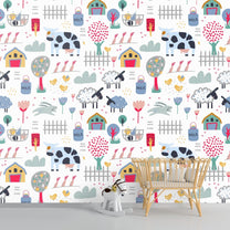 Animal Farm Wallpaper for Kids Nursery Room Wallpaper