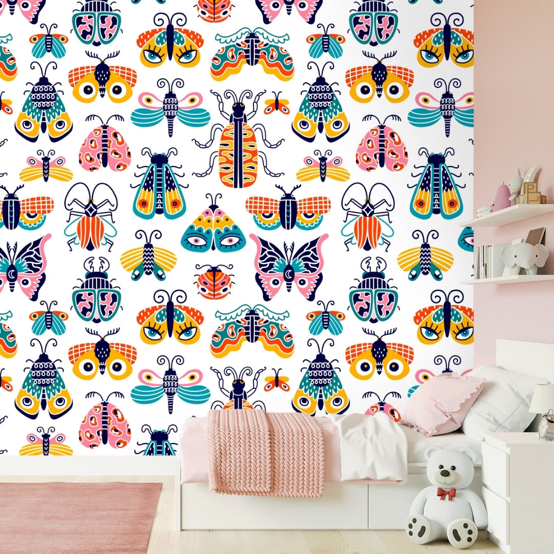 Cute Butterflies, Bugs & Beetles Wallpaper for Girls Room