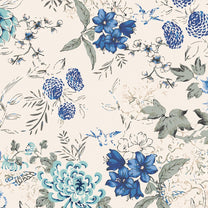 Blue Floral Pattern Wallpapers for Bedrooms and Living Rooms