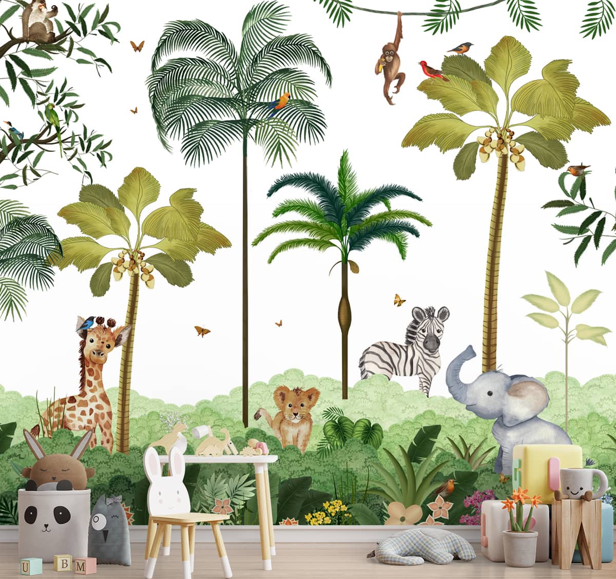 Jungle Jamboree: Cute Kids Room Wallpaper, Customised