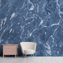 Natural Blue Marble Look Room Wallpaper, Customised