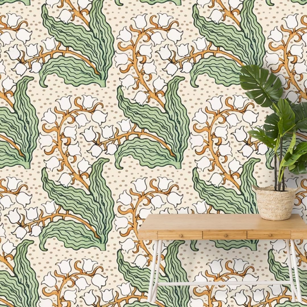 Premium Green Floral Pattern Design Wallpaper, Customised