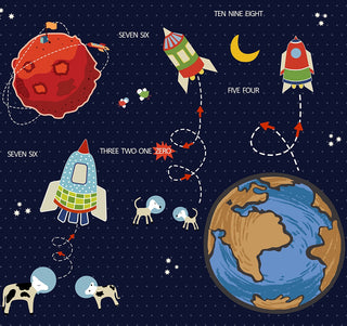 Galaxy Giggles: Space Kids Room Wallpaper, Blue