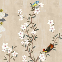 Chinoiserie Floral Theme Wallpaper for Walls, Customised