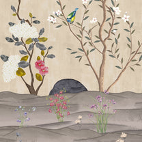 Chinoiserie Floral Theme Wallpaper for Walls, Customised