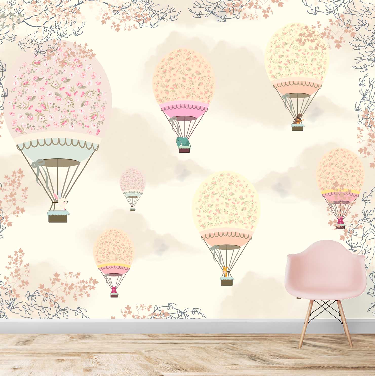 Trendy Balloon Theme Children Bedroom Wallpaper Design, Customised