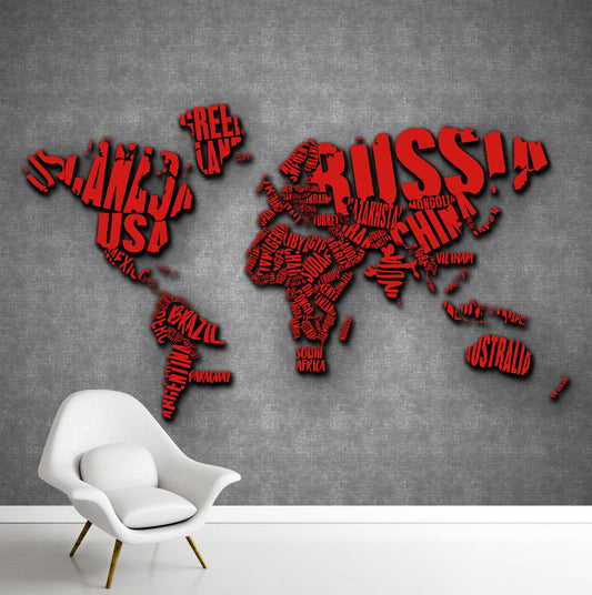 Vintage 3D World Map for Walls, Customised