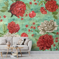Indian Hand Painted Look Floral Design Wallpaper