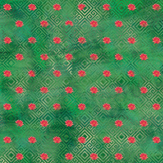 Green & Red Lotus Wallpaper for Bedrooms and Living Rooms