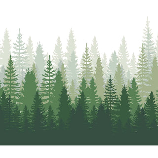 Green Peaceful Forest, Silhouette Design Wallpaper
