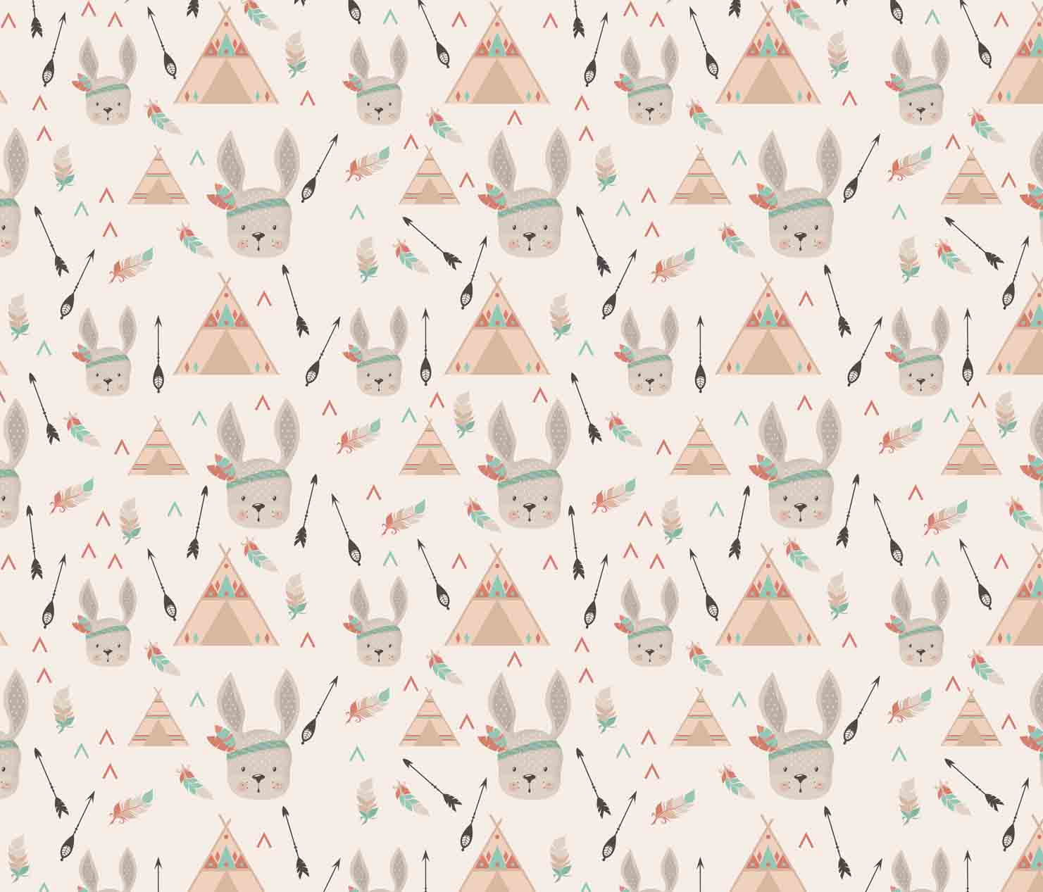 Bunny and Arrow Tribal Theme Repeat Pattern for Kids Room