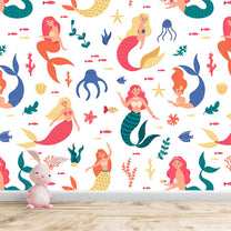 Mermaids Repeat Pattern Wall Design, Girls Room, Personalised