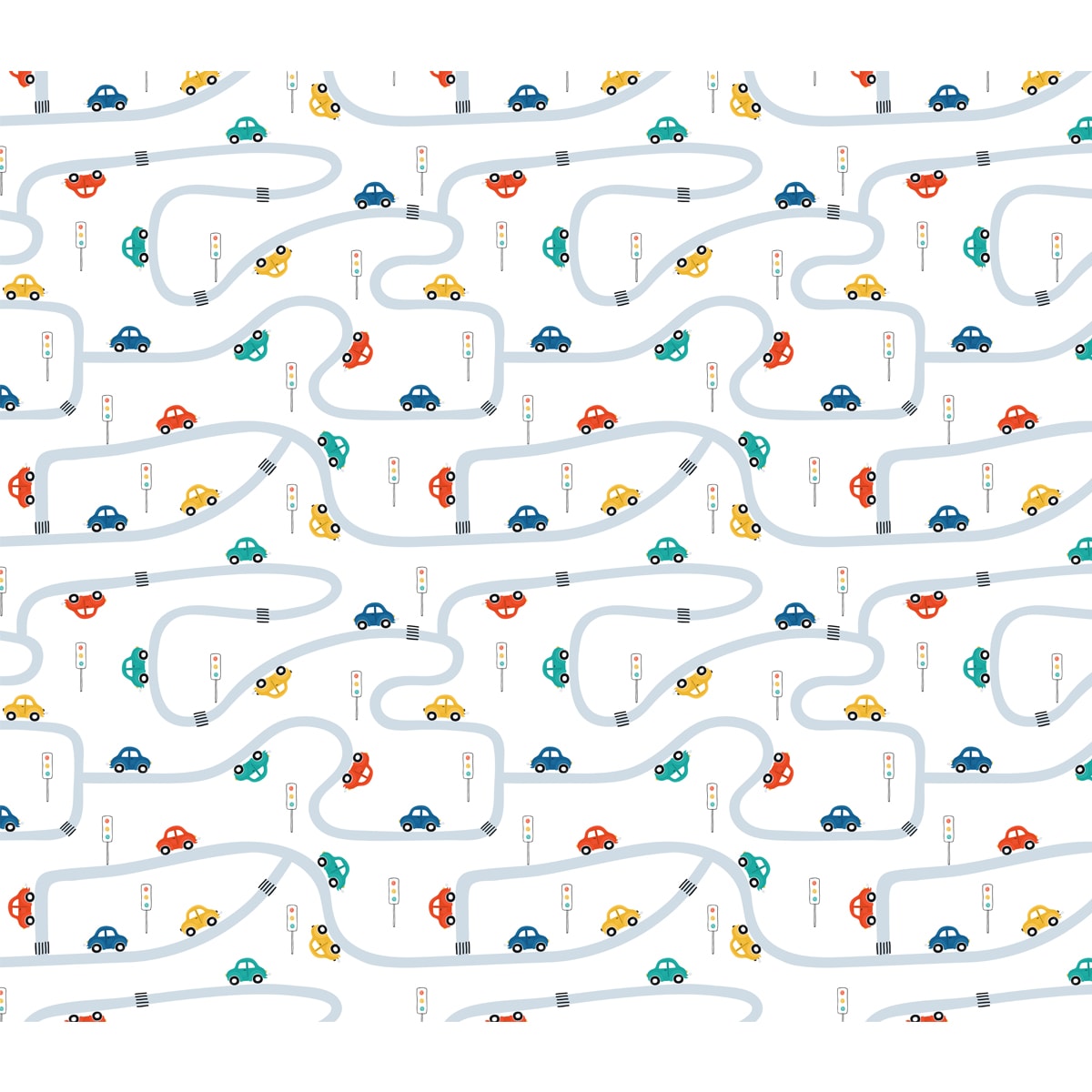 Cute Cars And Road Network Wall Mural for Kids