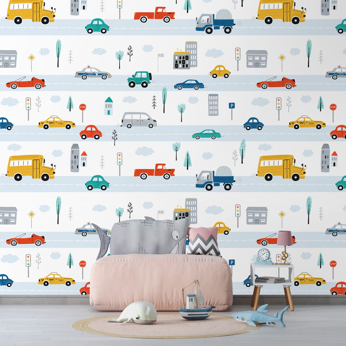 Kids Room Cars Theme Wallpaper, Customised