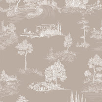 Chic Toile Design Wallpaper for Wall Beige