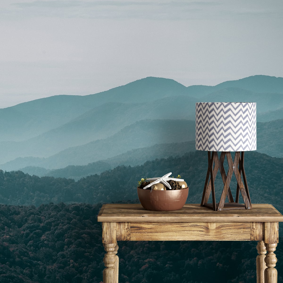 Misty Mountains Serene Wallpaper, Customised, Bedrooms Design
