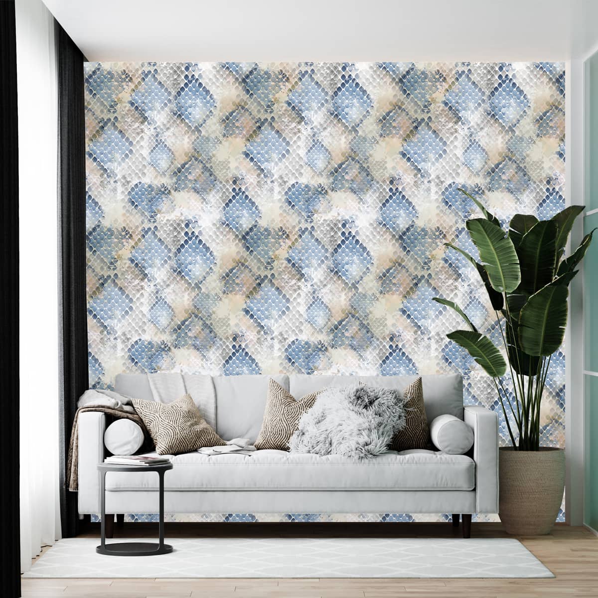 Blue Seamless Pattern Design , Customized Room Wallpaper – Life n
