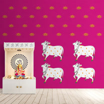 Pichwai Wallpaper, Pink & White, Cows & Lotus