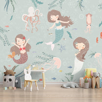 Cute Mermaids Wall Mural for Kids Room