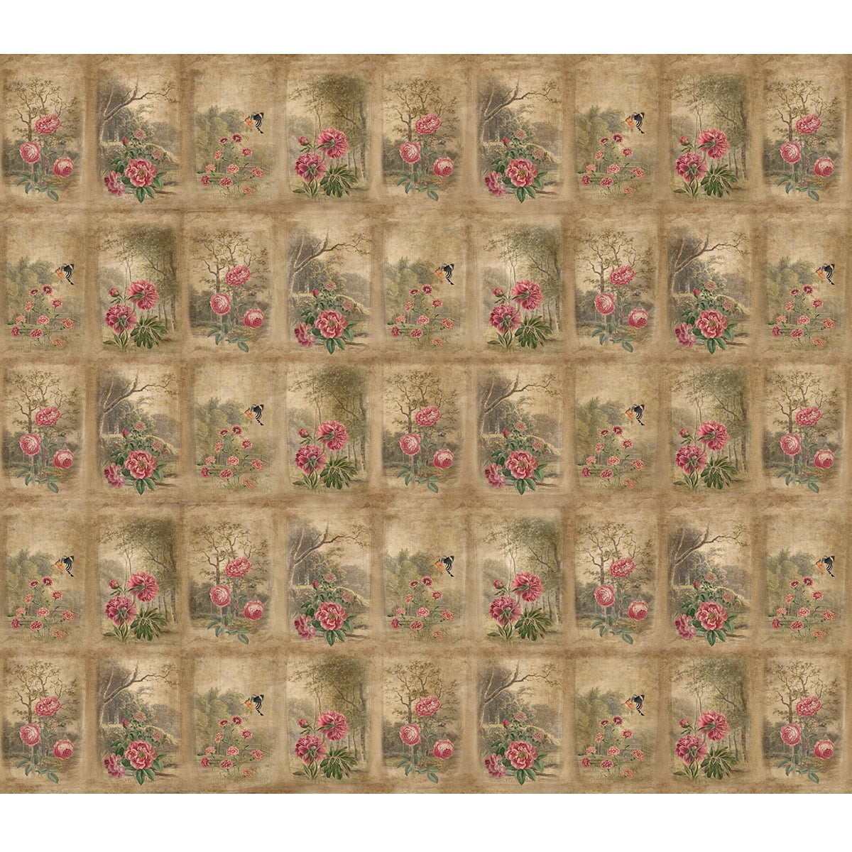 Vatika, Vintage Floral Theme Wallpaper