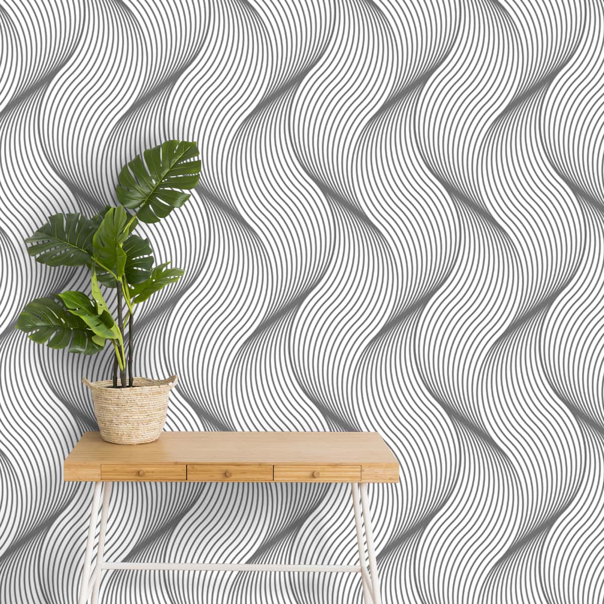3D Look Abstract Wavy Wallpaper | Life n Colors | Grey