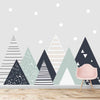 Mountains Theme for Kids Room, Solid Design, Geometric Pattern