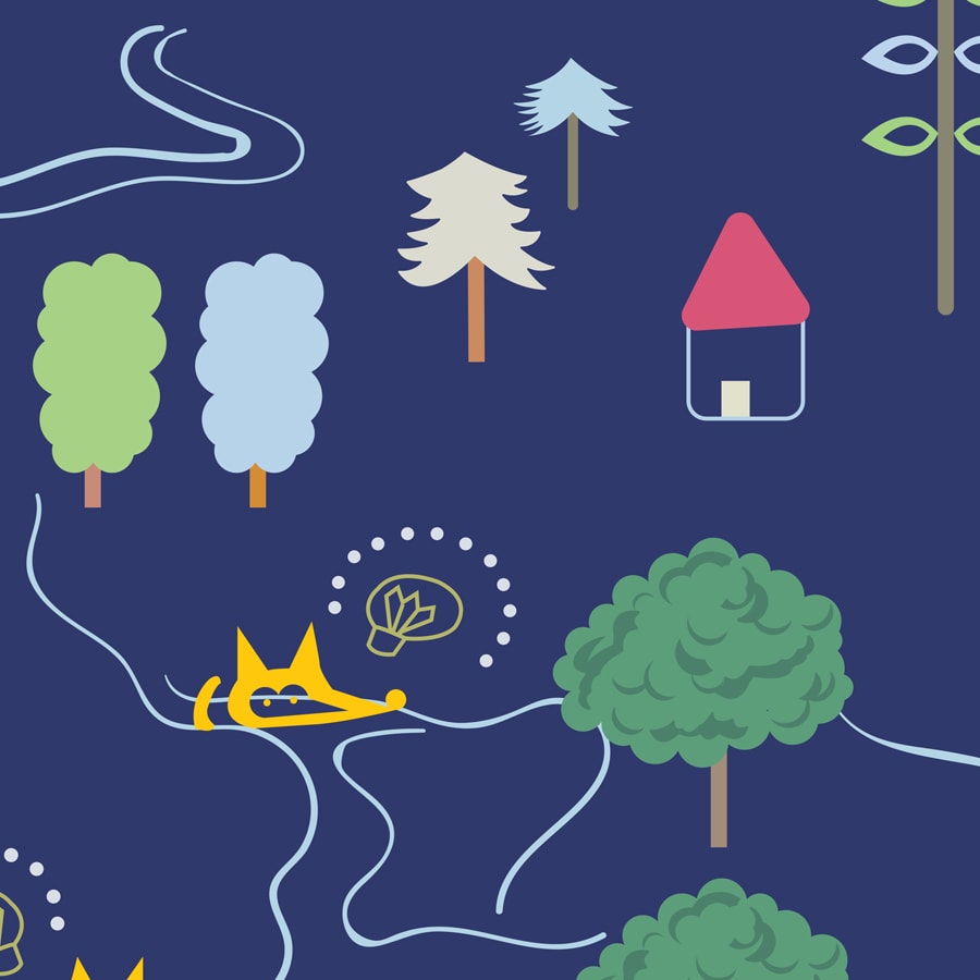 Cute Forest Road Repeat Pattern Wallpaper for Kids Room