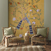 Morni, motif chinoiserie paon et fleurs pour murs, jaune